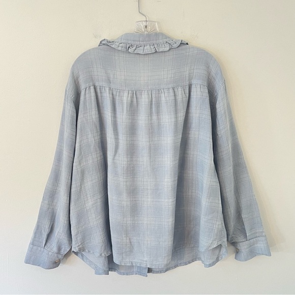 WRAP London Wool Blend Ruffled Button Down Shirt Top - Picture 6 of 15